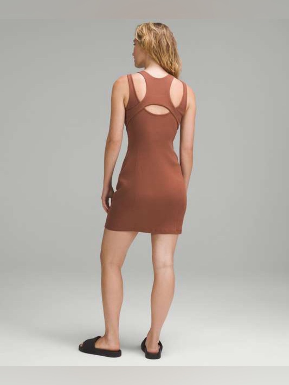 New Lululemon Ribbed Modal Cut Out Dress in Ancient Copper